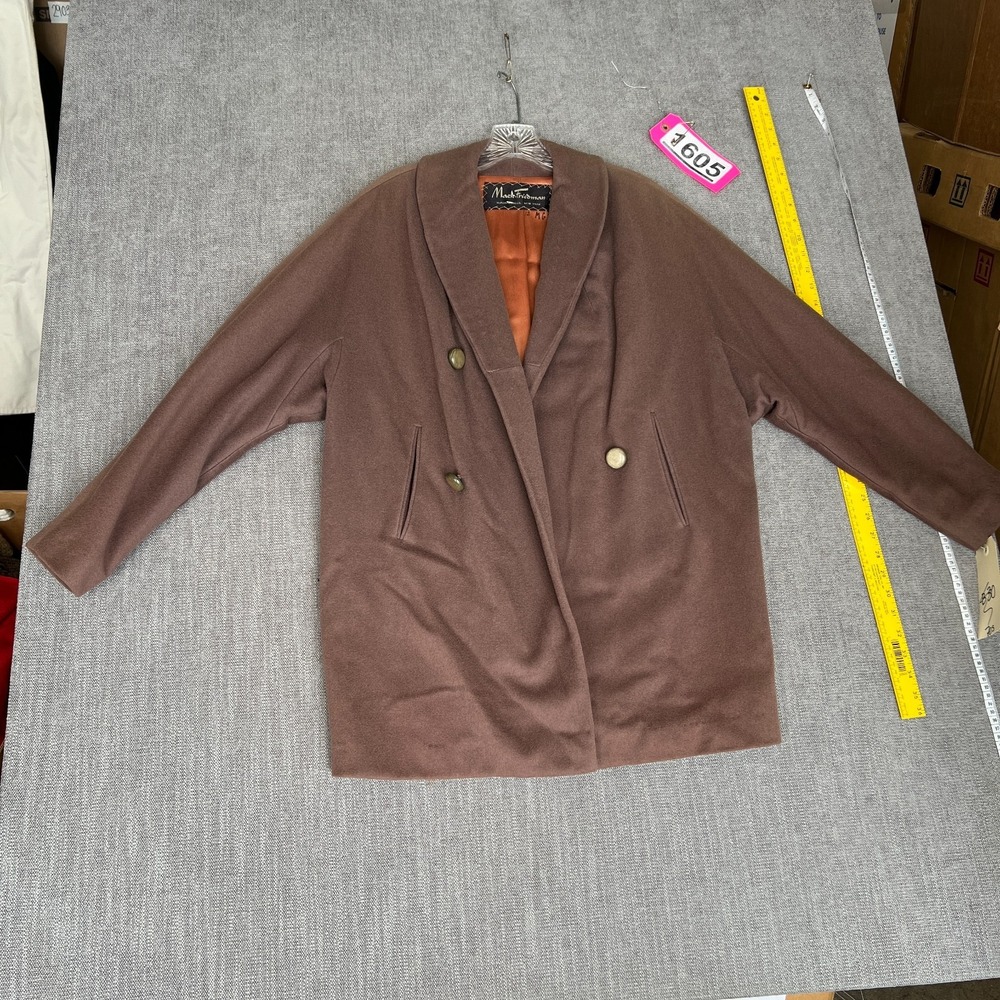 Vintage Mack Friedman Jacket Women 12 Brown Shawl Collar Long Sleeve Winter Warm